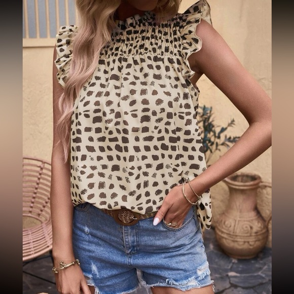 Boho print ruffle sleeve blouse - Picture 2 of 7